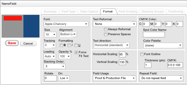 web to print design template text styling controls